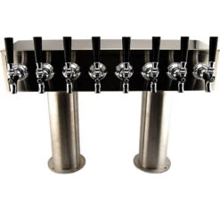 Double Pedestal Draft Beer Tower - Stainless Steel - 4" Column - Air Cooled - 8 To 20 Faucets
