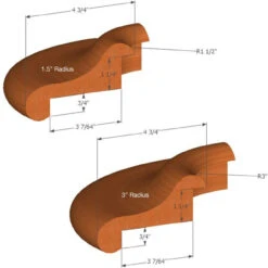 Bar Rail Molding - Wood Arm Rest - 90º Corner - Hard Maple -Bar Essentials Shop radii measurements b1 4 10963.1590771937