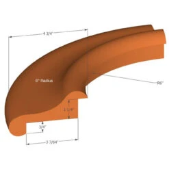 Bar Rail Molding - Wood Arm Rest - 90º Corner - Hard Maple -Bar Essentials Shop radii measurements b2 4 93253.1590771937