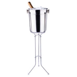 Champagne & Wine Bucket With Folding Stand - 8 Qt - Stainless Steel