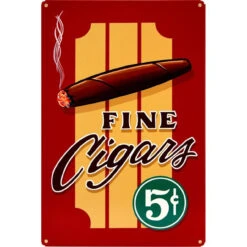 Vintage Fine Cigars Metal Bar Sign