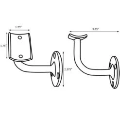 Handrail Bracket - Brushed Stainless Steel - 2" OD -Bar Essentials Shop s932 2 steelarmrestsol b5 2 71882.1590772055