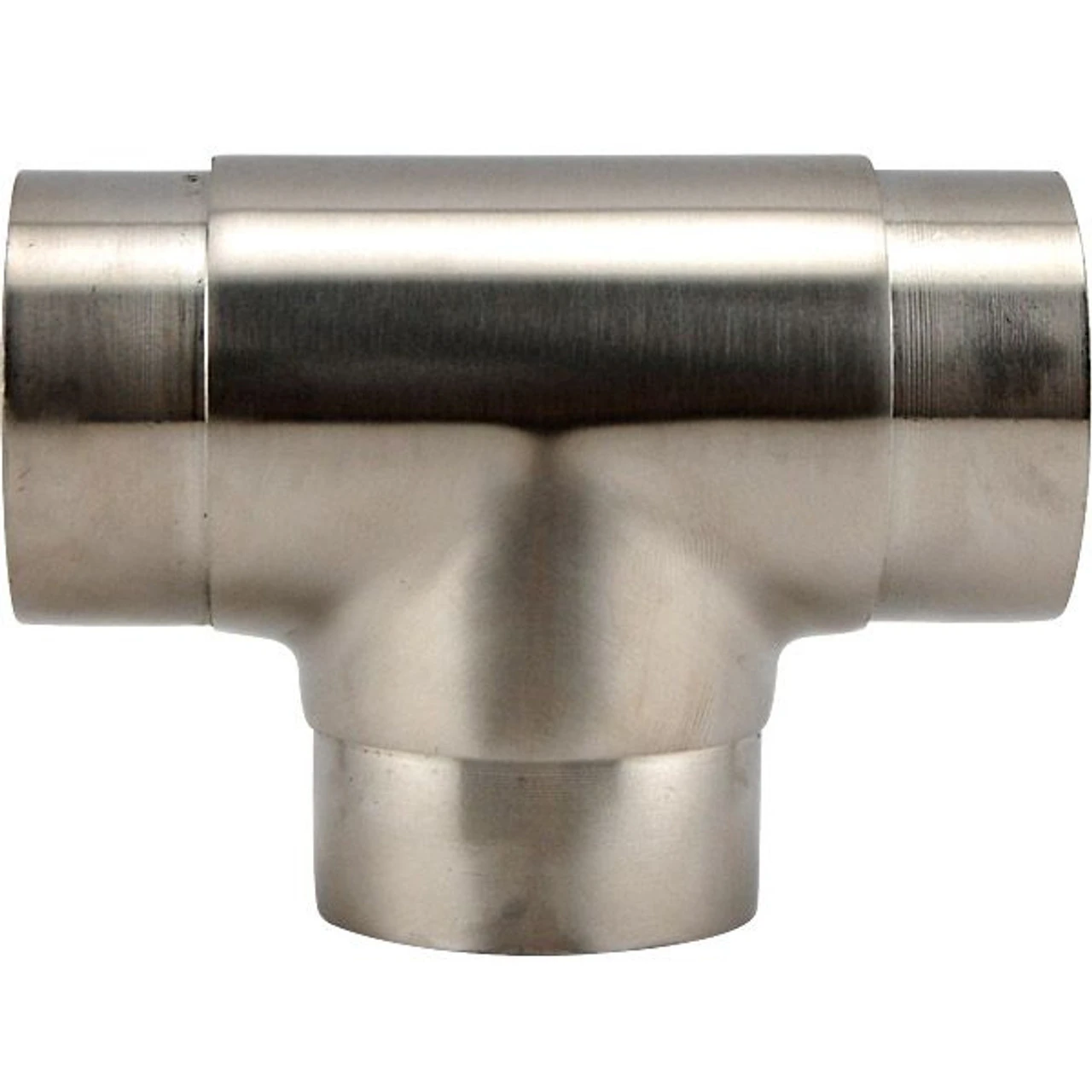 Flush Tee Hand Rail Fitting - Brushed Stainless Steel - 2" OD 5 Flush Tee Hand Rail Fitting - Brushed Stainless Steel - 2" OD - Image 3