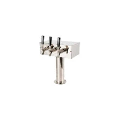 "T" Style Pedestal Draft Beer Tower - Stainless Steel - 3" Column - Air Cooled - 3 Faucets