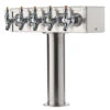 "T" Style Pedestal Draft Beer Tower - Stainless Steel - 3" Column - Air Cooled - 5 Faucets