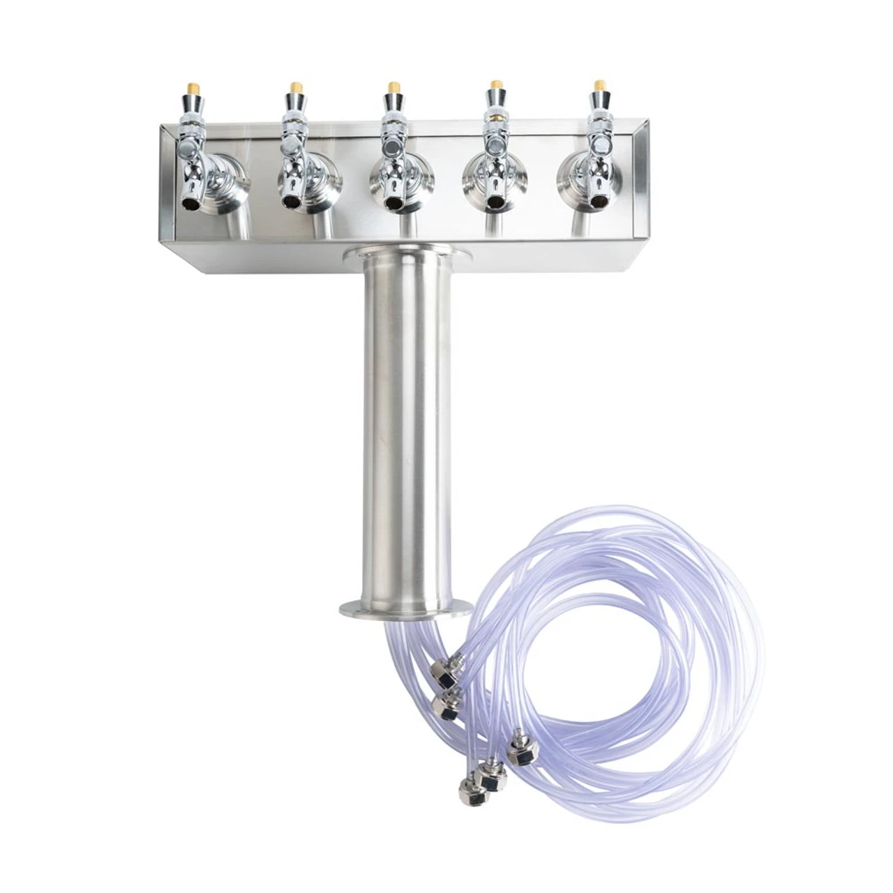 "T" Style Pedestal Draft Beer Tower - Stainless Steel - 3" Column - Air Cooled - 5 Faucets - Image 4