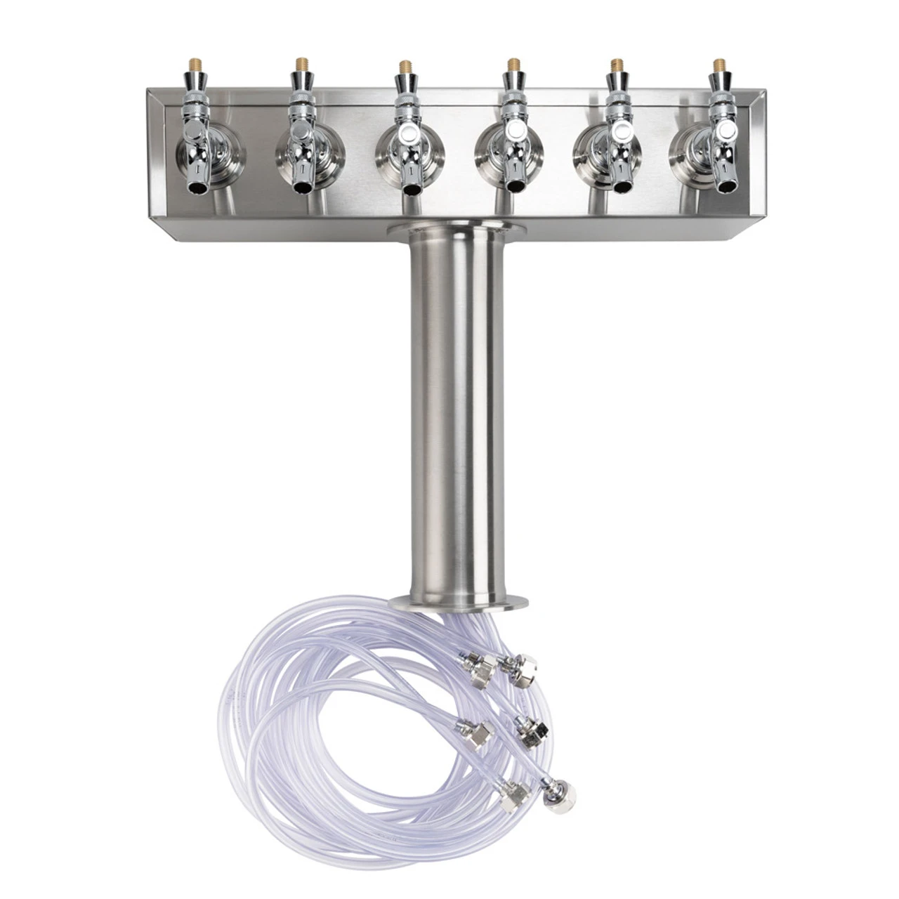 "T" Style Pedestal Draft Beer Tower - Stainless Steel - 3" Column - Air Cooled - 6 Faucets 4 "T" Style Pedestal Draft Beer Tower - Stainless Steel - 3" Column - Air Cooled - 6 Faucets - Image 2