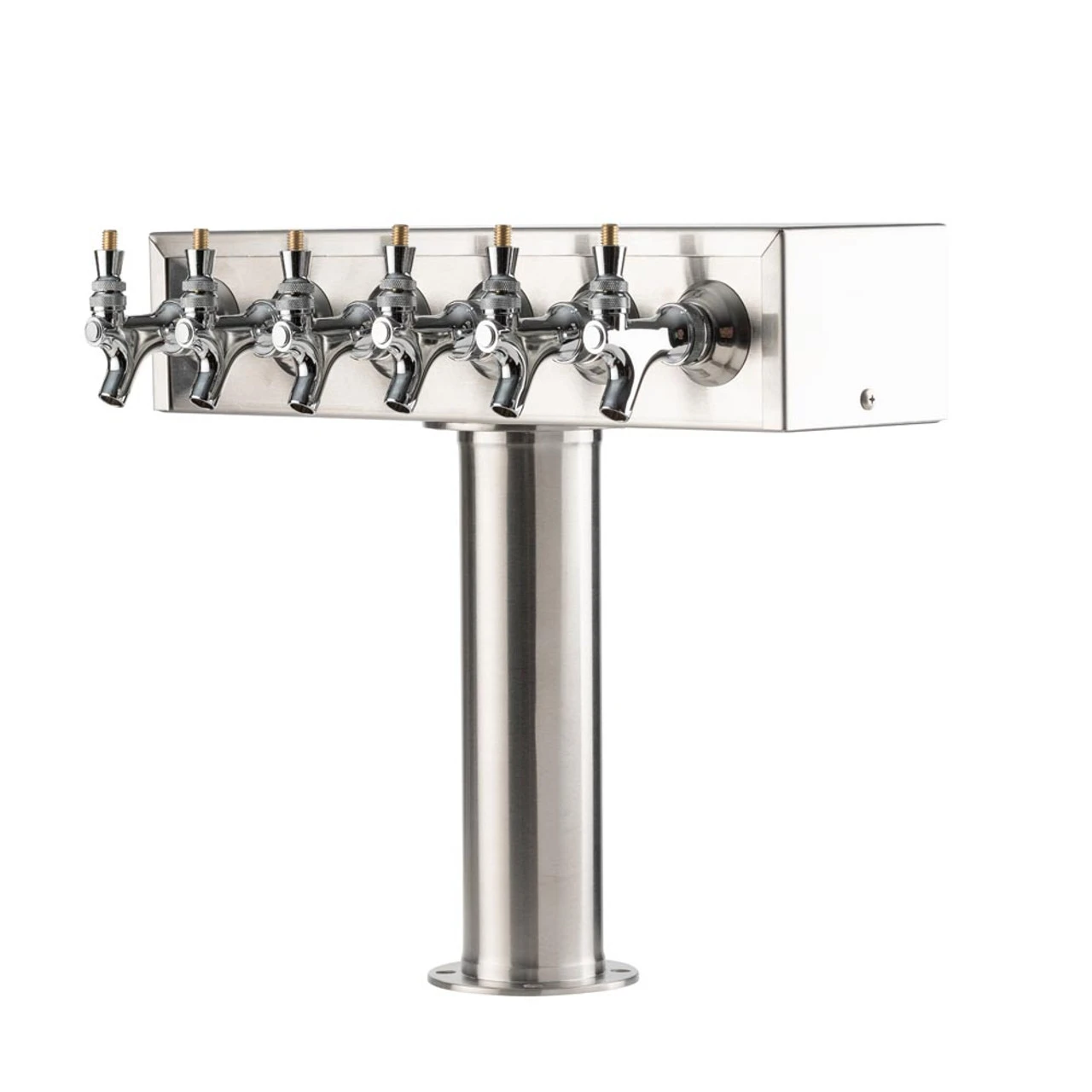 "T" Style Pedestal Draft Beer Tower - Stainless Steel - 3" Column - Air Cooled - 6 Faucets 3 "T" Style Pedestal Draft Beer Tower - Stainless Steel - 3" Column - Air Cooled - 6 Faucets