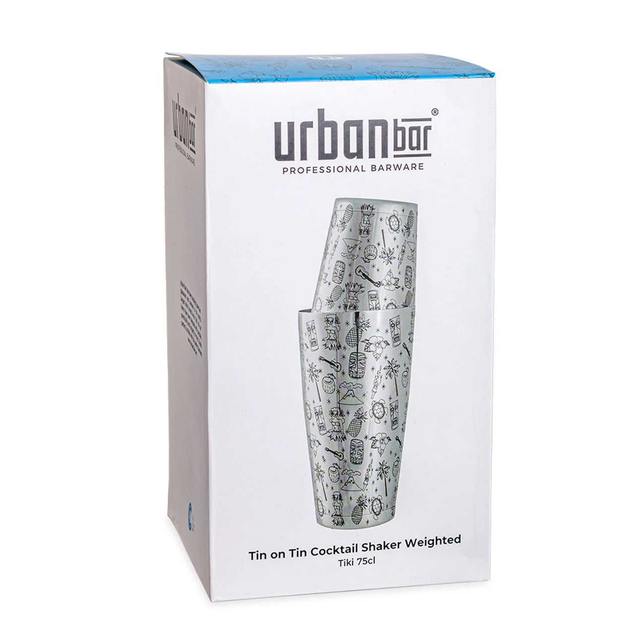 Urban Bar Tiki Pattern Weighted Tall & Short Boston Shaker Tin Set - Stainless Steel - Image 4