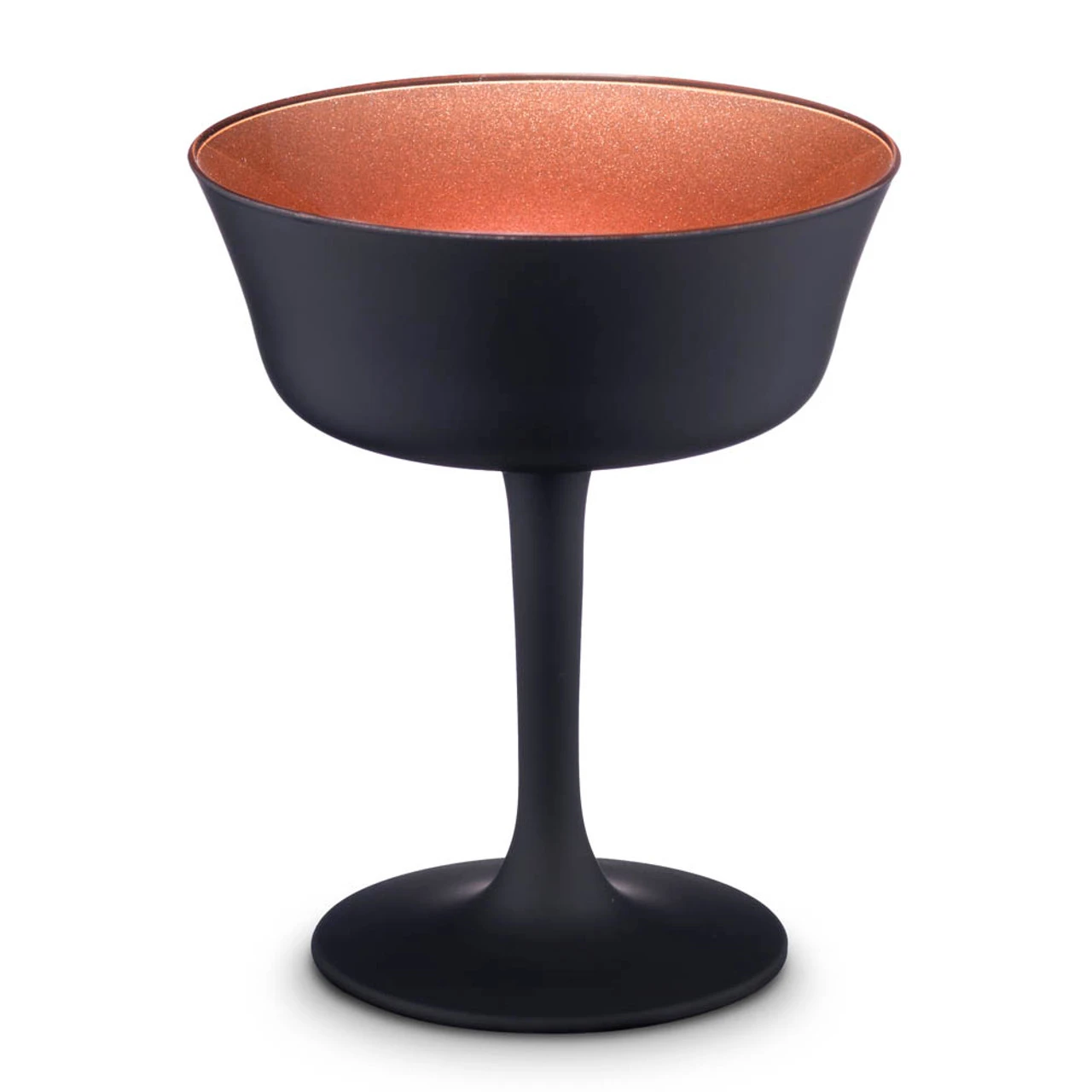 Urban Bar Oro Nero Black & Copper Coated Crystal Fizzio Coupe Glasses - 8.79 Oz - Set Of 6 4 Urban Bar Oro Nero Black & Copper Coated Crystal Fizzio Coupe Glasses - 8.79 Oz - Set Of 6 - Image 2