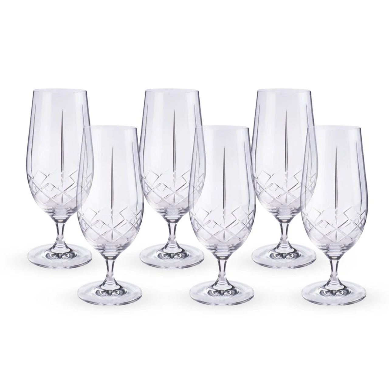 Urban Bar Ginza Cut Crystal Stemmed Beer Glasses - 15.5 Oz - Set Of 6 3 Urban Bar Ginza Cut Crystal Stemmed Beer Glasses - 15.5 Oz - Set Of 6