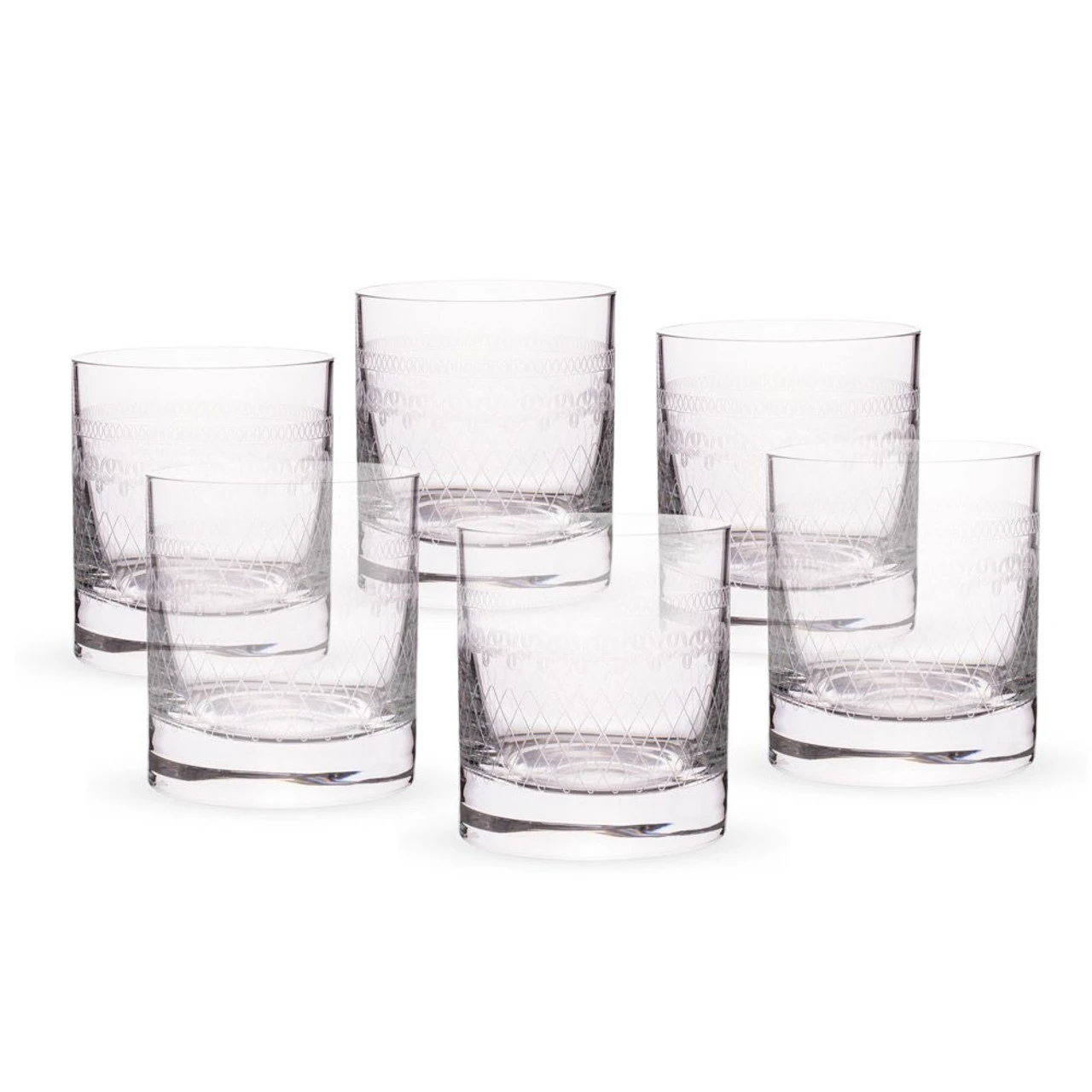 Urban Bar Etched Crystal 1910 Retro Old Fashioned Glasses - 10.1 Oz - Set Of 6 5 Urban Bar Etched Crystal 1910 Retro Old Fashioned Glasses - 10.1 Oz - Set Of 6 - Image 3