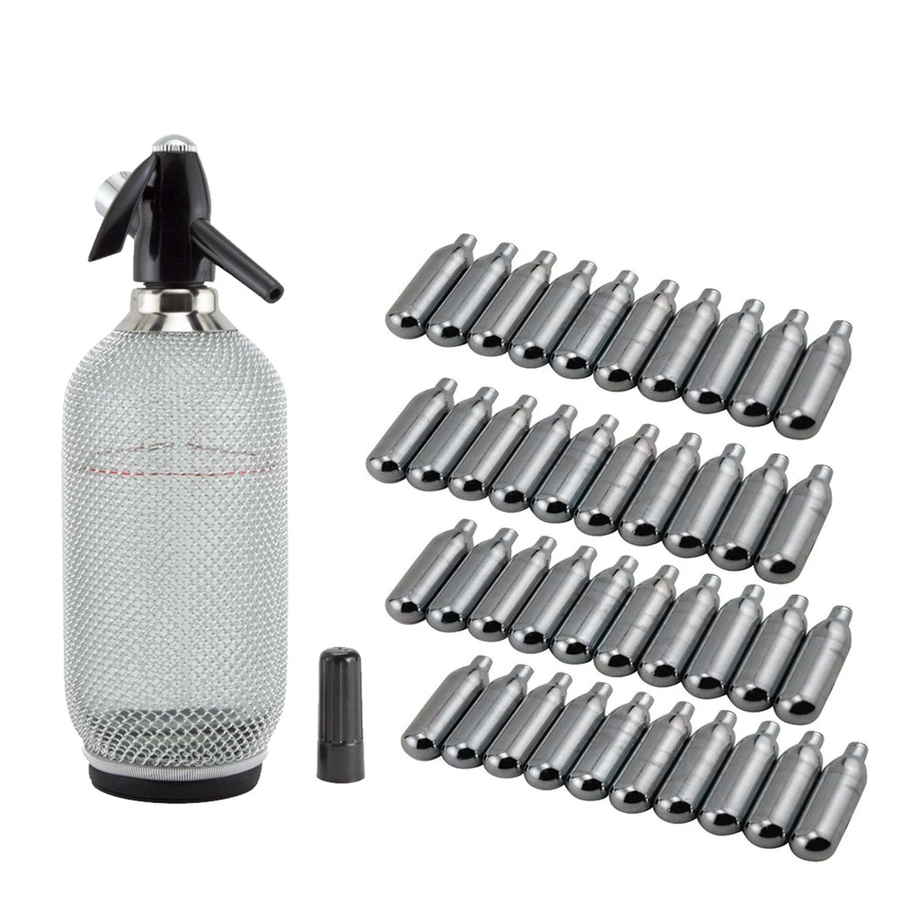 Behind The Bar® Glass Soda Siphon Starter Kit - 1 Liter Soda Siphon & 40 CO2 Chargers 3 Behind The Bar® Glass Soda Siphon Starter Kit - 1 Liter Soda Siphon & 40 CO2 Chargers